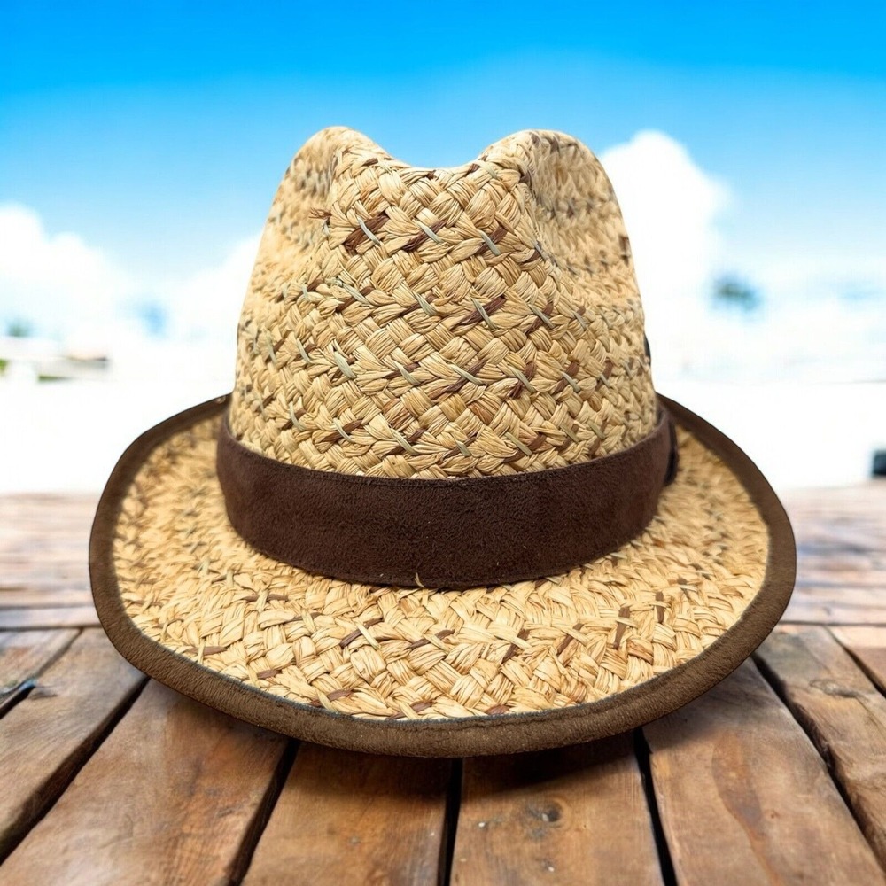 Tombstone Augusto‎ Di Zola Mens Beige Lightweight Round Brim Fedora Hat Size L